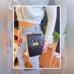 SeaGloca Women PU Leather Quilted Crossbody Bag Messenger Shoulder Phone Bag Blk